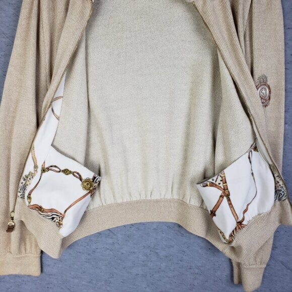 Vintage ST. JOHN Sport Santana Knit Blazer Jacket Crest Full Zip size M Cream - Picture 12 of 16